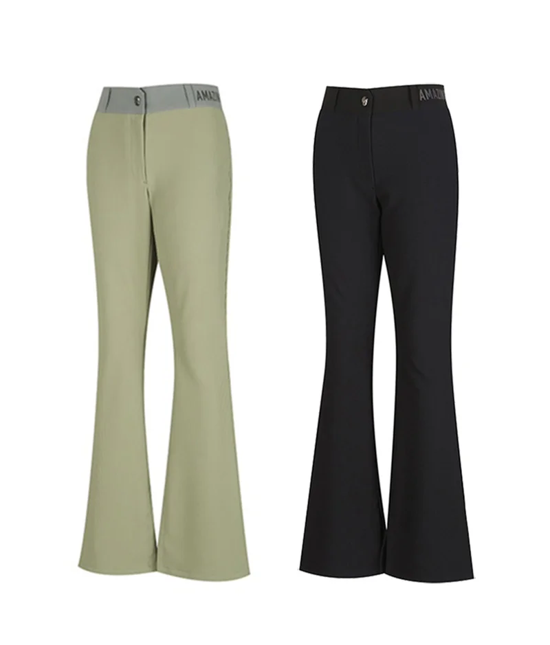 

Women Golf Pants Summer Slim Fit Stretch Long Pants Sports Trousers With Slit Design Micro flared pants 8018