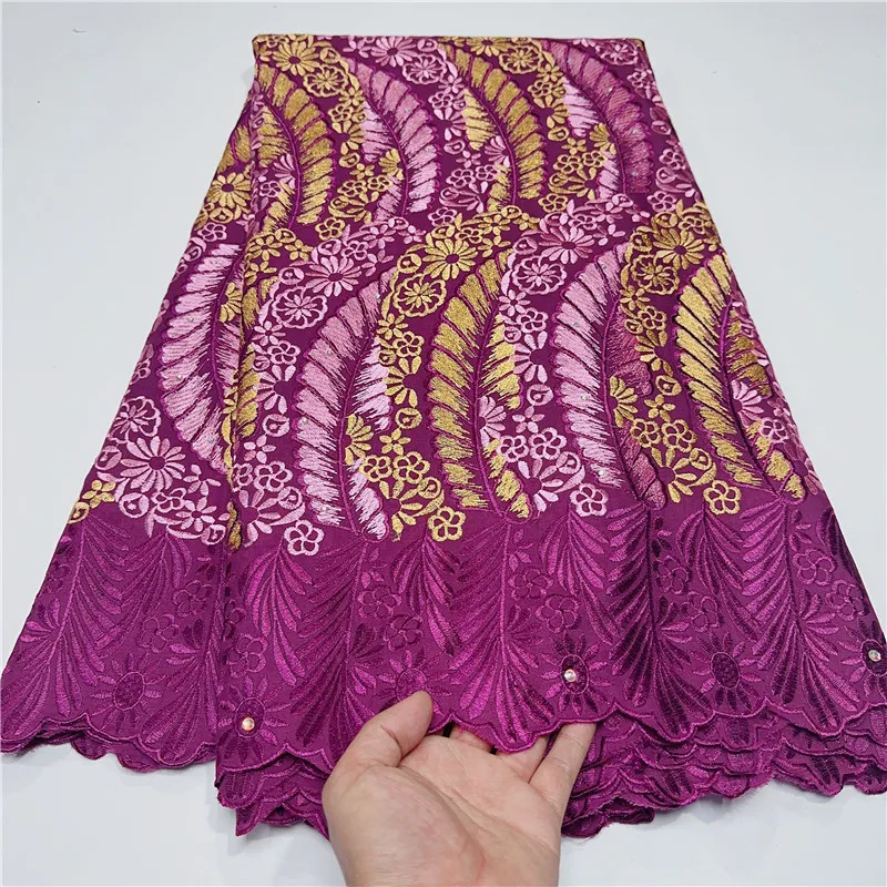 

5 ярдов, африканская швейцарская вуаль, кружевная ткань, вышивка, кружевная отделка, высокое качество, африканская сухая хлопчатобумажная к...
