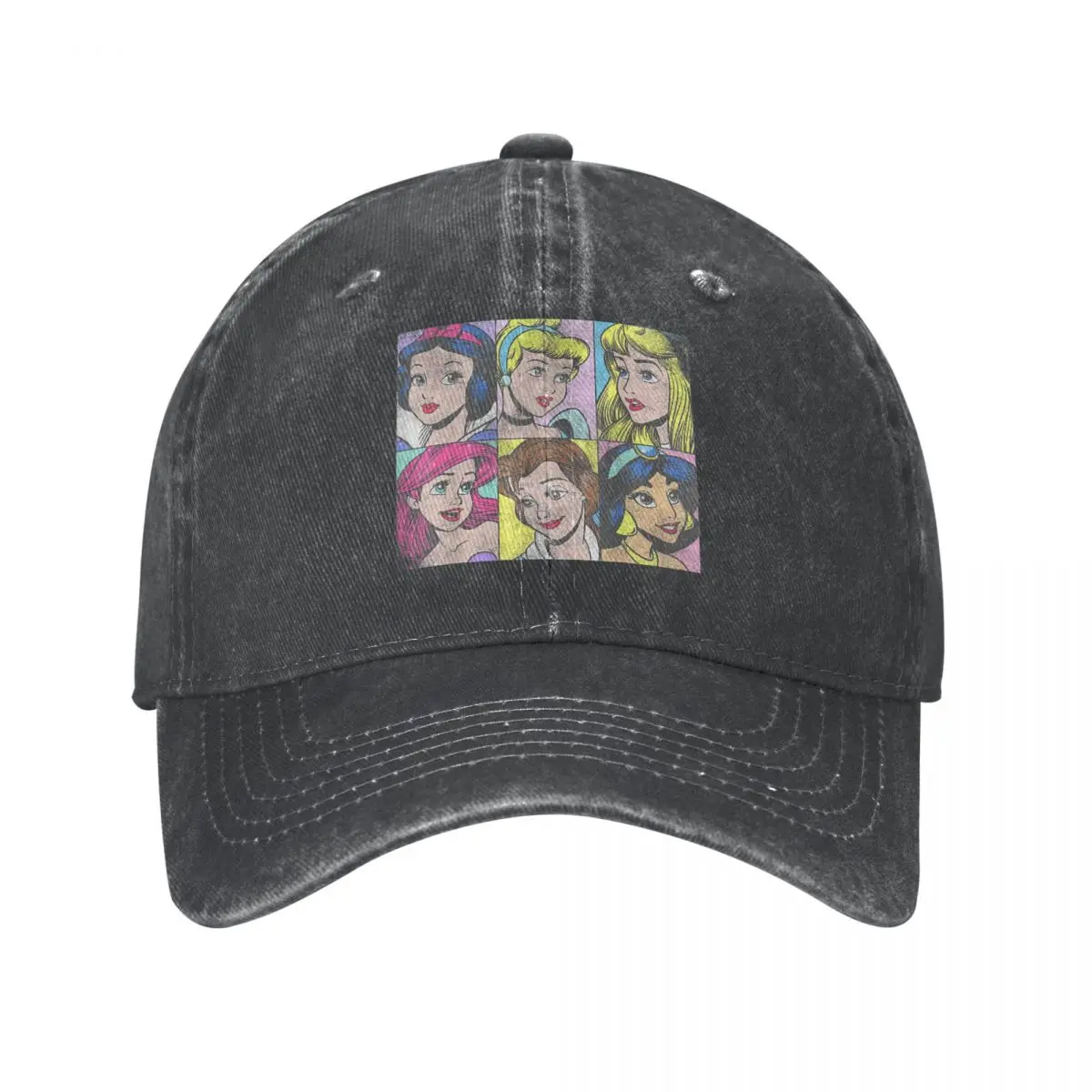 

Disney Princess Baseball Cap Classic Distressed Denim Pop Art Portraits Box Up Snapback Cap Men Women Outdoor Workouts Caps Hat