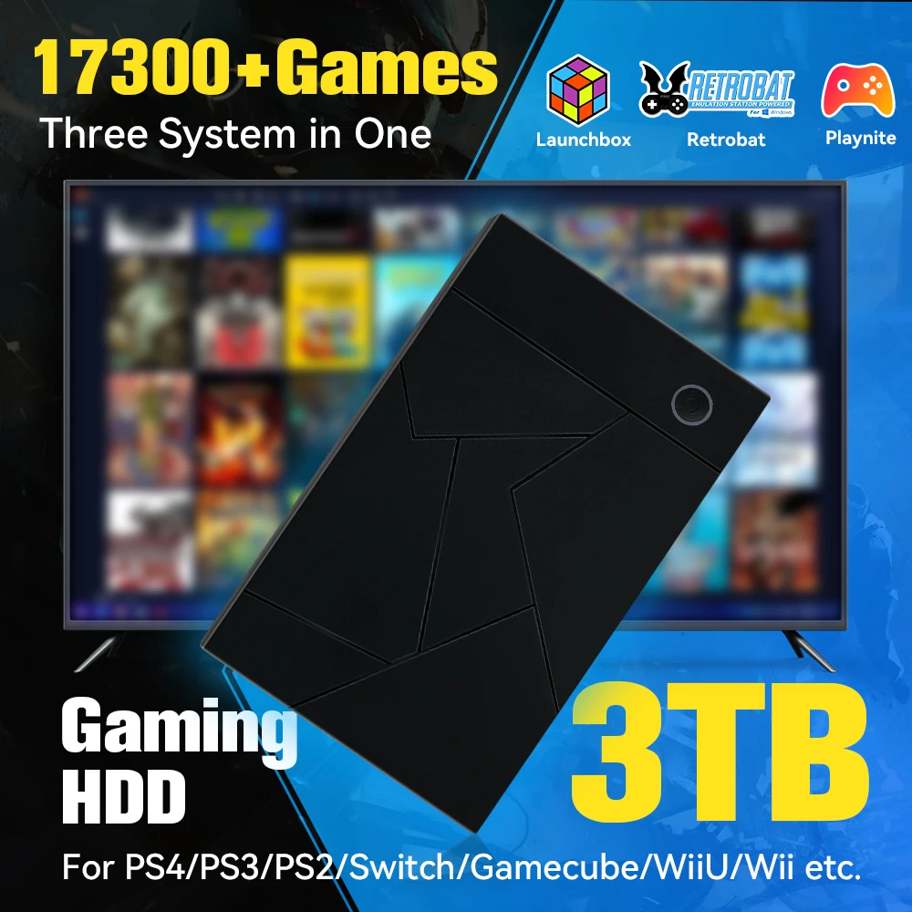 Портативный игровой жесткий диск 3 ТБ, игровая Ретро консоль с 17300 ...