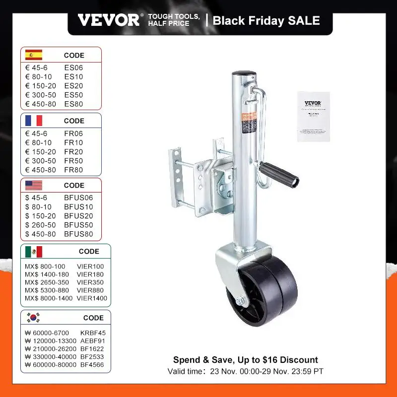 VEVOR 1000/1500/2000lbs Trailer Jack Tongue Stand with Solid Jockey Sidewind Round Wheel Lifting Boat RV Parts Accessories 1 VEVOR 1000/1500/2000lbs Trailer Jack Tongue Stand with Solid Jockey Sidewind Round Wheel Lifting Boat RV Parts Accessories 1