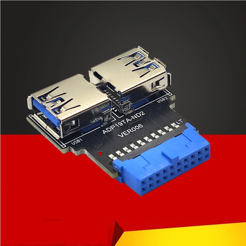 

19Pin to Dual USB Adapter Conector USB Connector Motherboard 19pin to USB3.0 Hub Riser Converter 2 Port USB3 5Gbps Convert Board