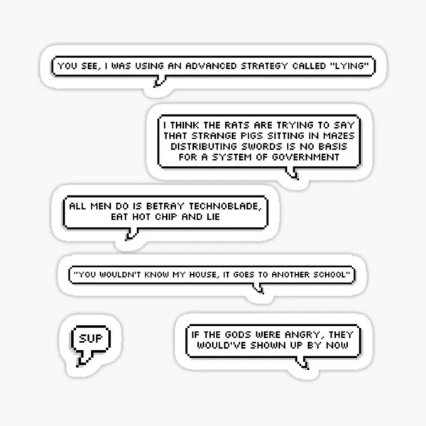 

Technoblade Quote Sticker Pack 2 5PCS Stickers for Window Funny Anime Laptop Kid Luggage Car Decorations Bumper Decor