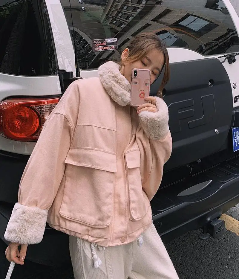 2021 Autumn New Casual Solid Long Sleeve Velvet Patchwork Outerwear Winter Women Corduroy Jackets Single Breasted Thicken Coats