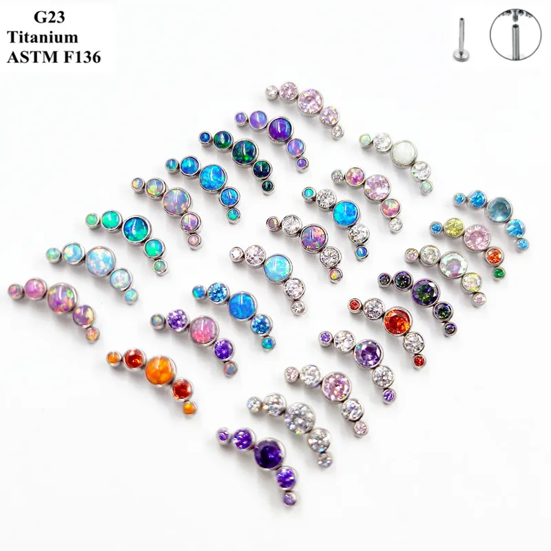 

G23 Titanium Ear Stud Zircon Opal Piercing Jewelry In 25 Colors Optional Women's Party Bar Fashion Ear Cartilage Stud