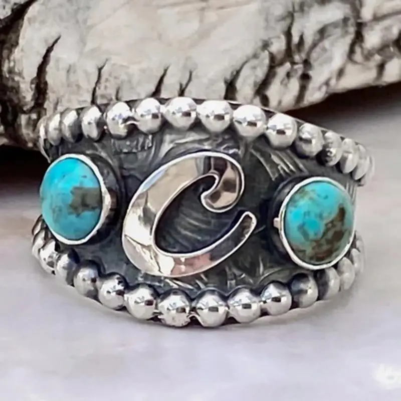 

Vintage Letter C Shape Stone Rings for Women 2022 New Arrivals Women's Metal Ring Bridal Wedding Jewelry Accessories Wholesale