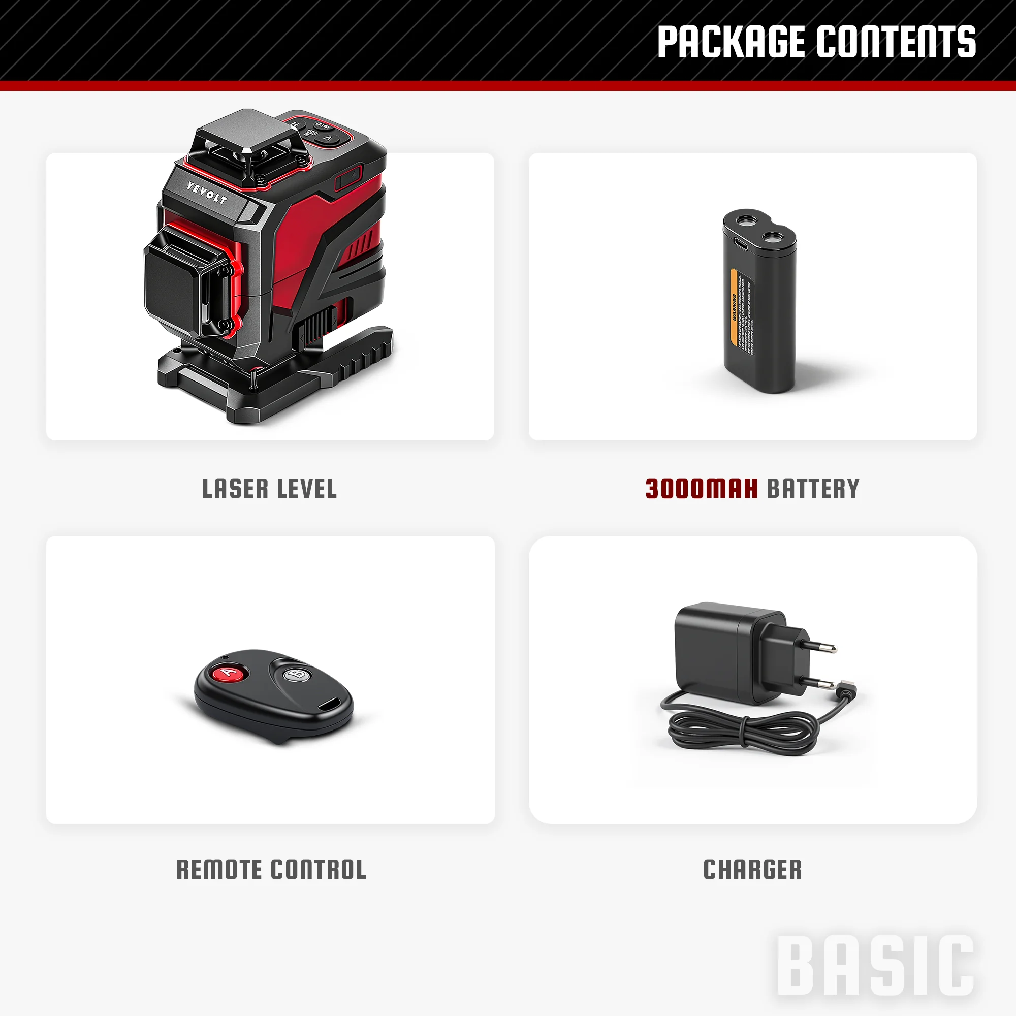 

YEVOLT YVGLL4XS16 Серии 4-мерный зелёный лазерный уровень