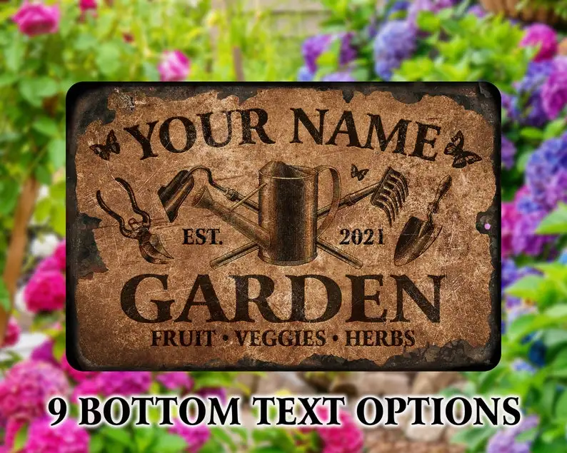 Personalized Rusty Look Garden Sign