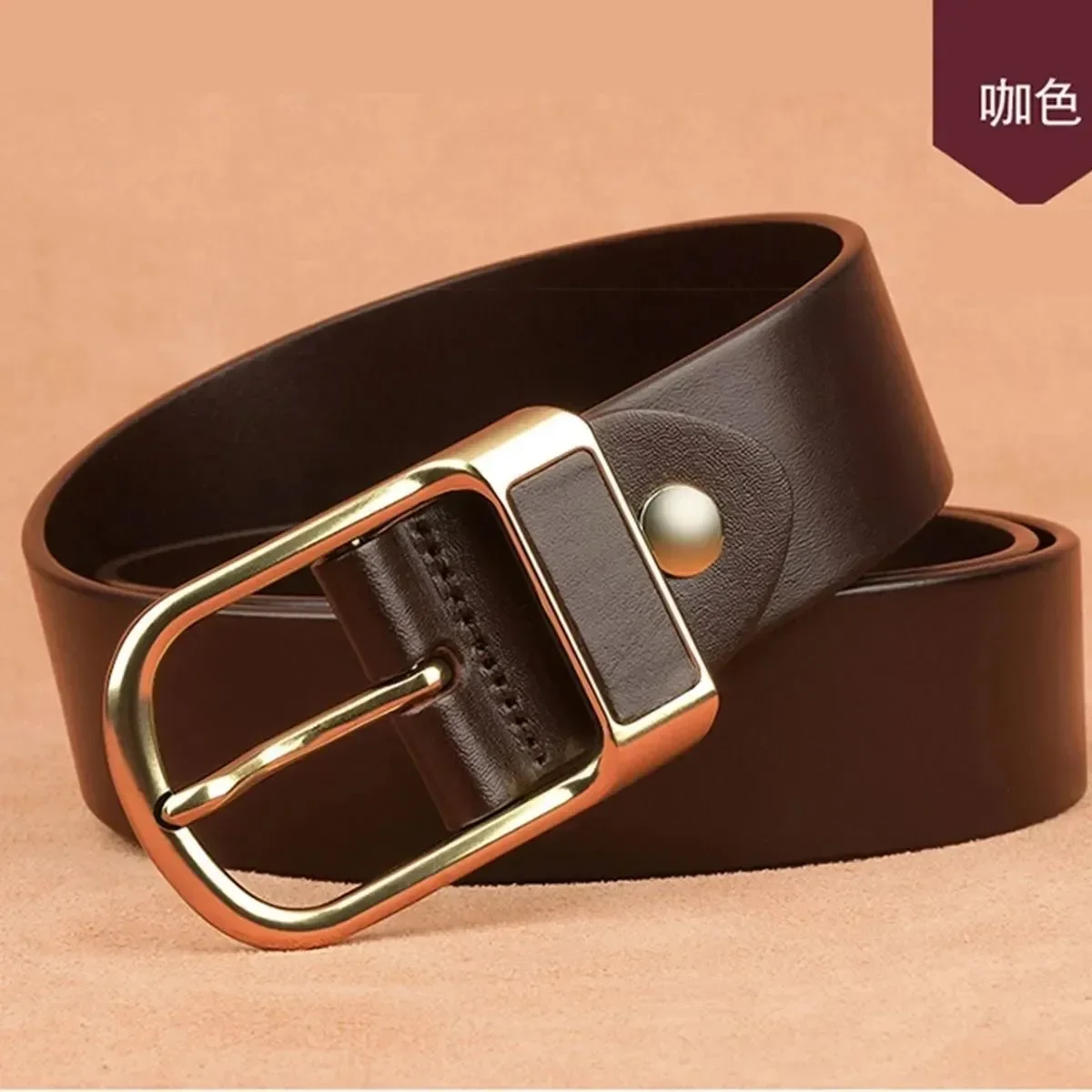 

Casual Men's Belt Second Cow Leather Belts Strap Male Metal Smooth Belt