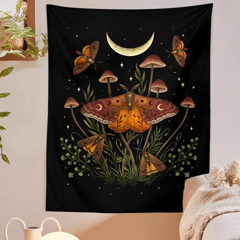 

Nordic Psychedelic Butterfly Tapestry Mushroom Chart Diagram Bohemian Hippie Witchcraft Tarot Wall Art Boho Decor wall hanging