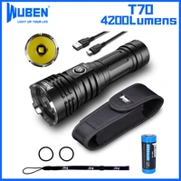 wuben t70 rechargeable flashlight 1cree xhp70 2 led 4200lm 6 lighting modes with 26650 battery protable troch light for hunting