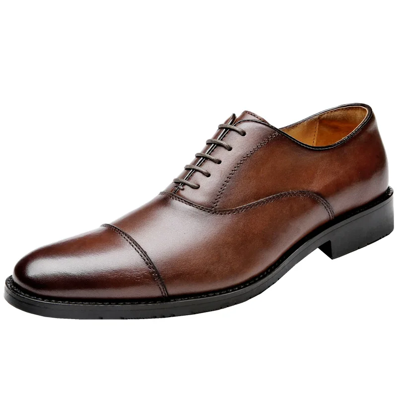 Классические деловые туфли ручной работы из натуральной кожи мужские дышащие