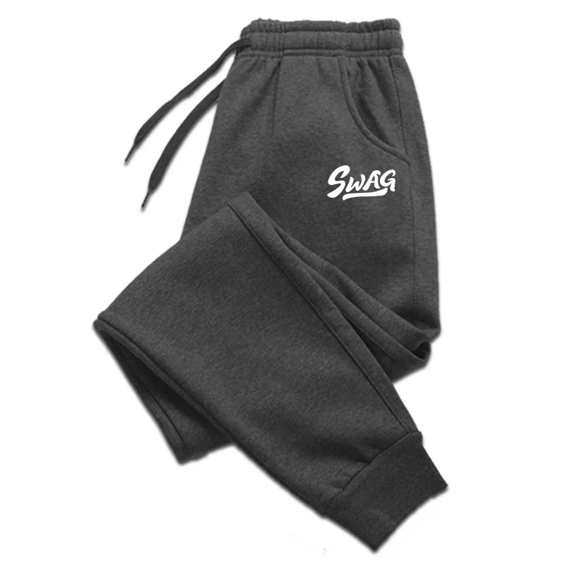 SWAG Printed Sweatpants Younger Spring Autumn Fleece Warm Sport Pants Outer Jogger Soft Comfortable Trousers