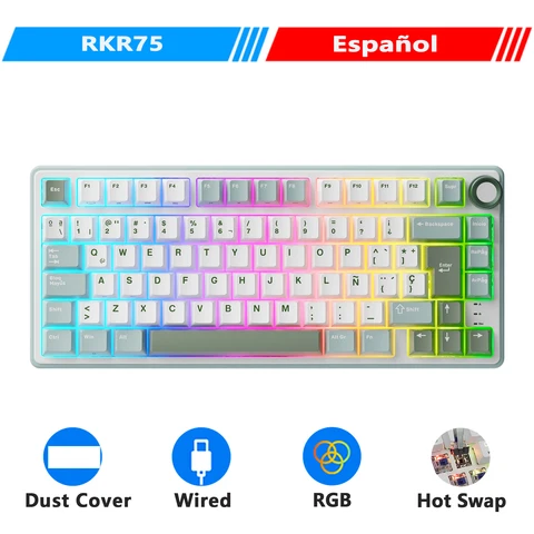 RK Royal Kludge R75 механическая клавиатура 80 клавиш RGB подсветка SkyCyan