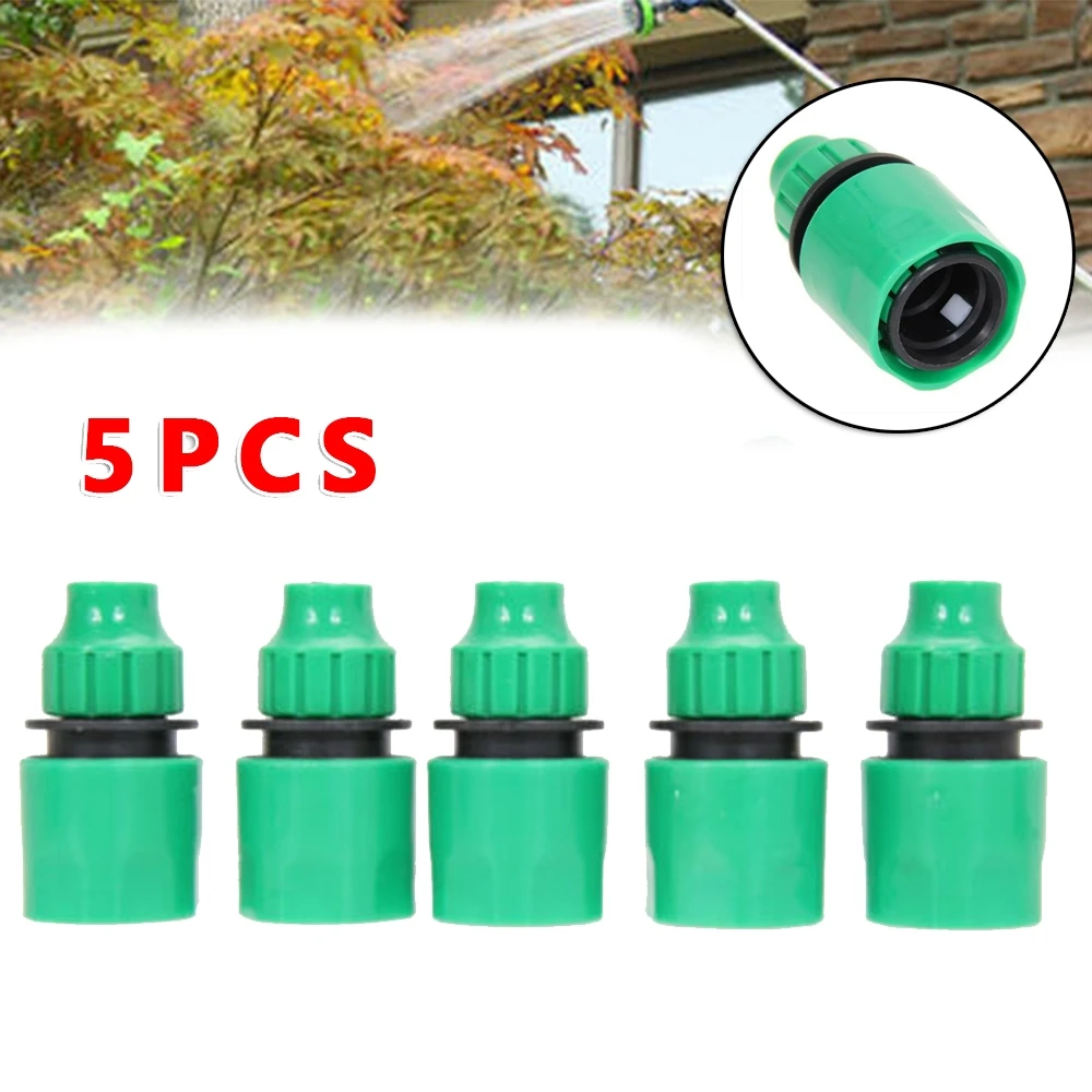 

5PCS Garden Watering Hose Quick Connector 3/8" Green Garden Hose Water Pipe Tube Fitting Tap Adapter Garden Tools