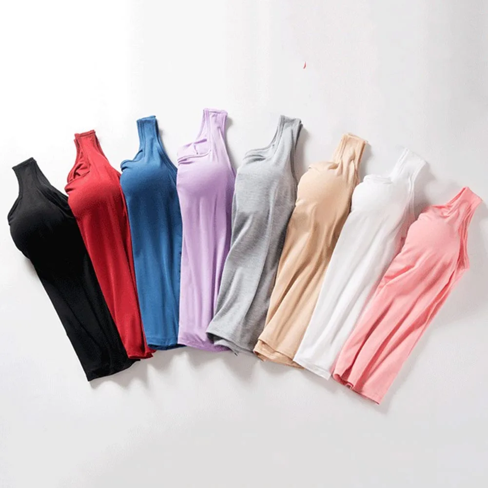 

Summer Fashion Women Tank Fitness T Shirt Vest Fashion Sleeveless Female Tank Top Hot Camisole Tee Stretch Sport with Bra