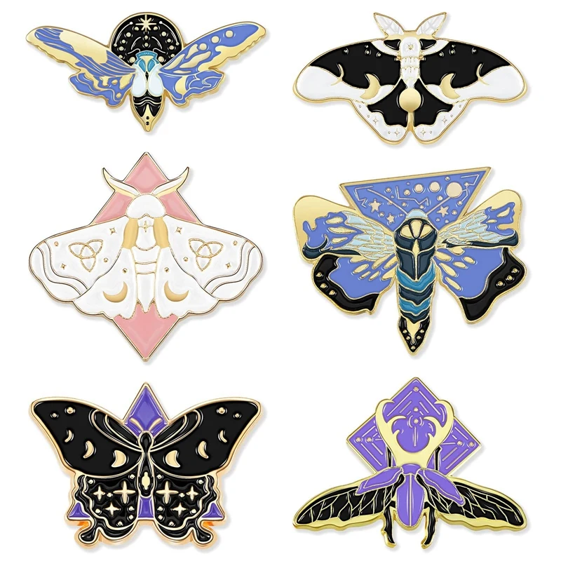 6 Pcs Butterfly Pins Enamel Pin Set Lapel Brooches Luminous Cute Fireflies Backpack And Jackets For Women |