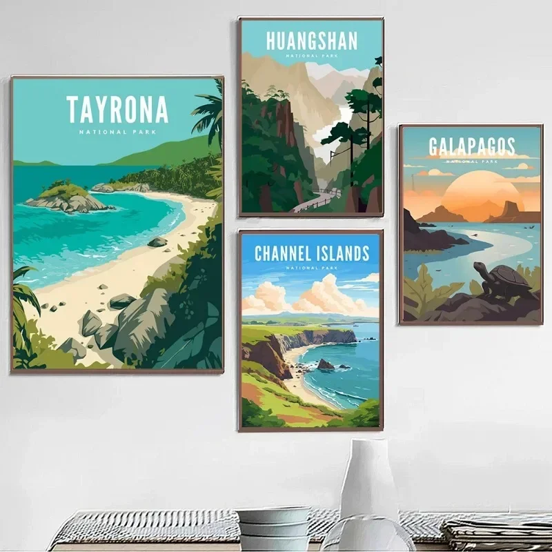 Современный стиль акварельный печать на холсте пейзажный постер натуральный