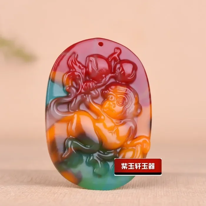 Красочный нефритовый китайский зодиак кулон ожерелье ювелирные изделия ручной