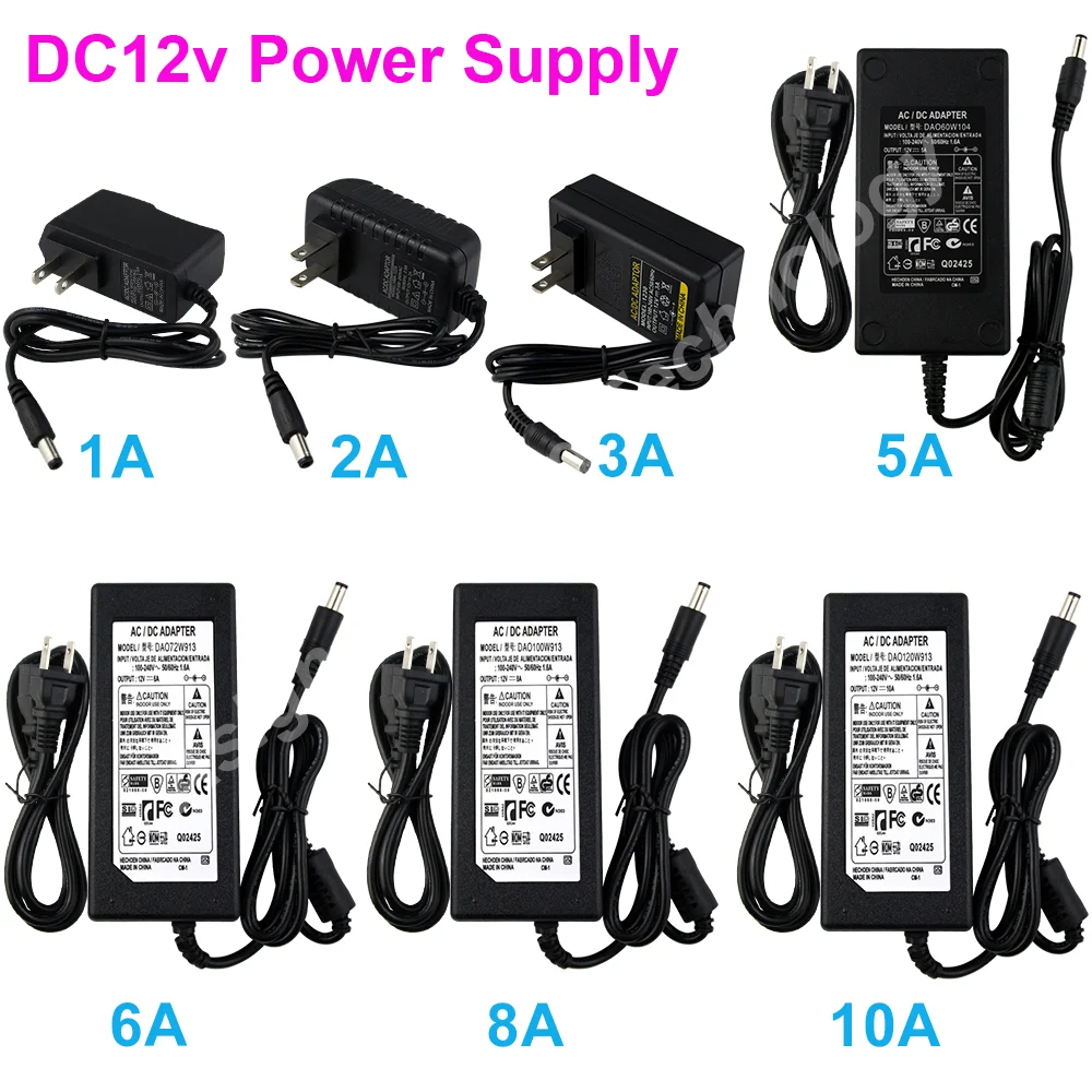 

DC 12V Universal Switch Power Supply Adapter AC100V-240V 1A -10A EU/US/AU/UK Charger Converter Adapter for Led Strip Light