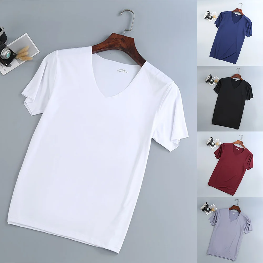 

Men Casual Gym Muscle Tops Big V-Neck Short Sleeve Bodybuilding Sport Fitness Short Sleeve Mesh Breathable Tops