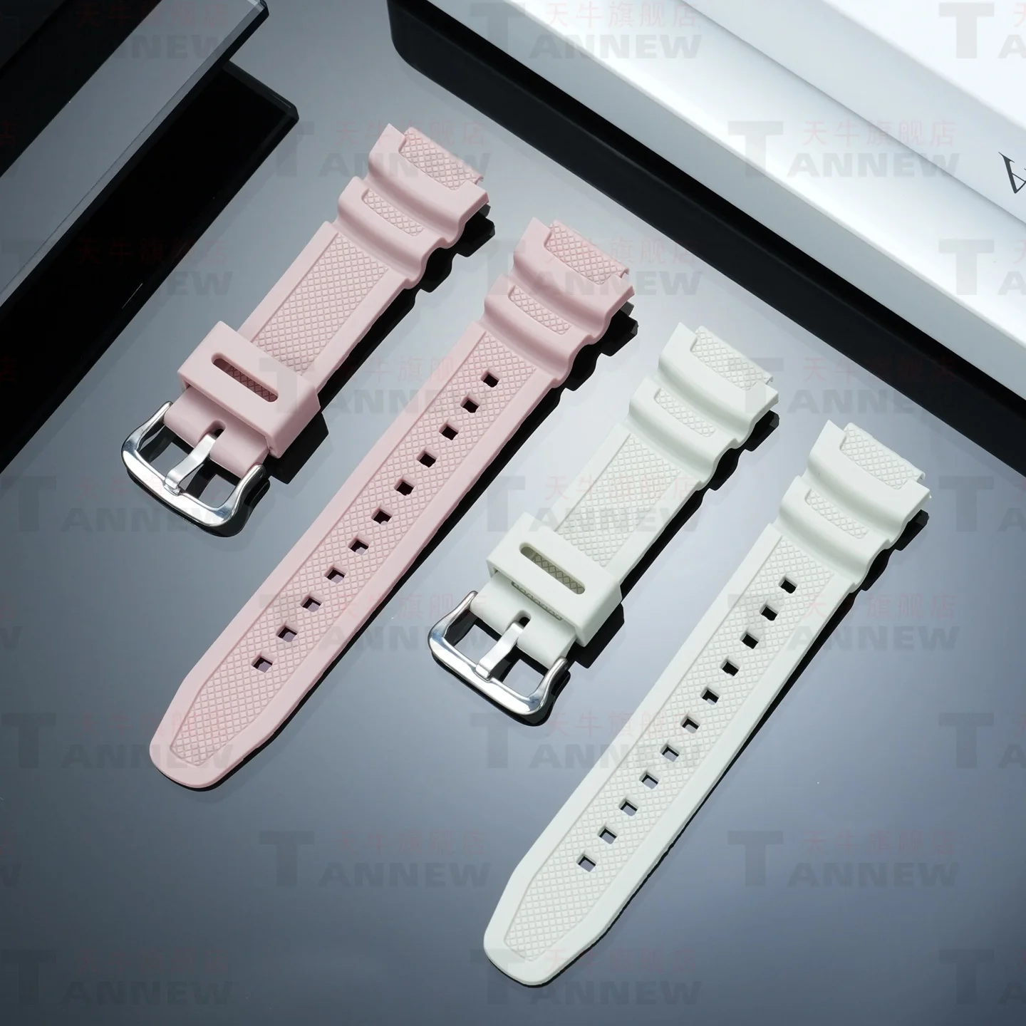 Фото Для Casio W-218H W-218HC AE-1200 SGW-300 SGW-400 MRW-200, розово-кремово-белый силиконовый ремешок для часов, женский сменный ремешок. №2