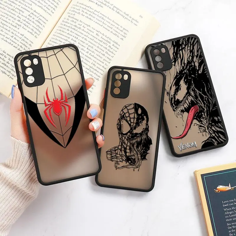 

Marvel Comics Mi 11 Lite 5G NE Cases For Xiaomi 12 12T Pro 11T 9 10 Lite Venom Cover POCO X3 NFC F3 M4 Pro Matte Funda Spiderman