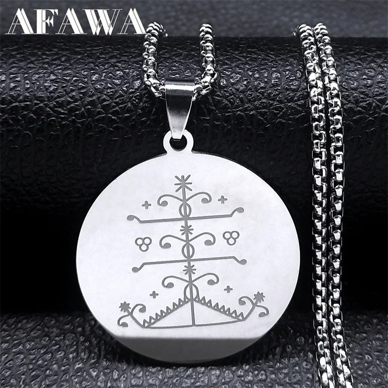 

Ogou Feray Voodoo Veve Symbol Sigil Pendant Necklace Stainless Steel Vodou Lwa Loa Occult Amulet Talisman Chain Necklace Jewelry