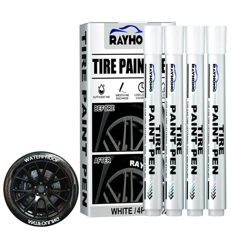 

Car Tire Marking Pen Marker Pens Quick Drying Anti Fade 4PCS Safe Tire Pen Car Accessories For Metal Paper Glass Stone
