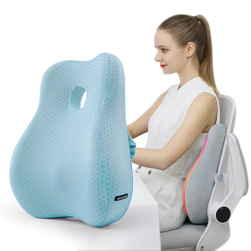 

Memory Foam Seat Support Waist Pillow Orthopedic Massage Back Cushion Office Chair Cushion Car Lumbar Coccyx Pain Relief Pillow