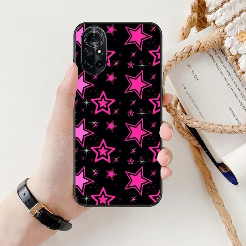 Эстетический чехол для телефона Y2K со звездами Honor 70 50 20 7S X9 X8 X7 Magic 4 3 Pro черный