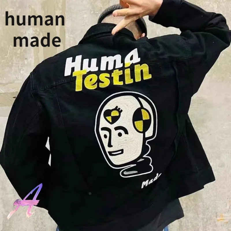 

Human Made Robot Love Embroidery Denim Jacket High Quality Autumn Women's Casual Loose Men's Jackets