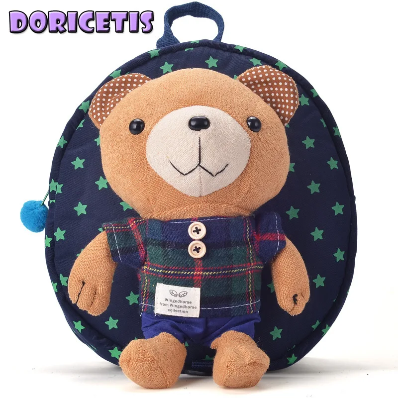 

Baby Backpack Cute Bear Removable Doll With Anti Loss Traction Rope Kids Outdoor Travel High Capacity Multifunction School Bag