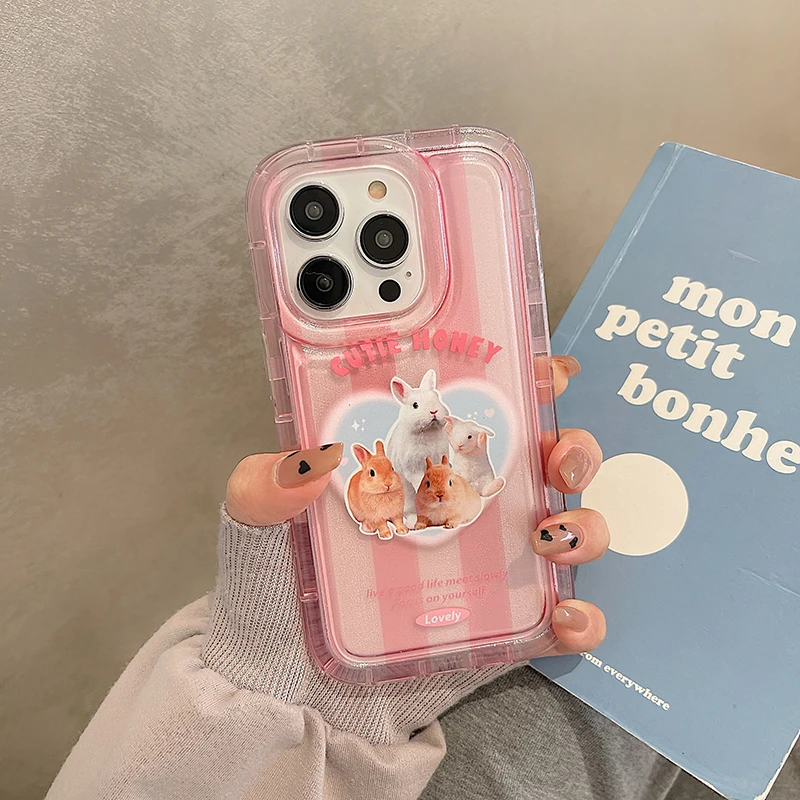 

Cute Rabbit Bunny Soft Silicone Phone Case For iPhone 14 13 11 12 Pro Max 14 Plus Honey Shockproof Cover Capa