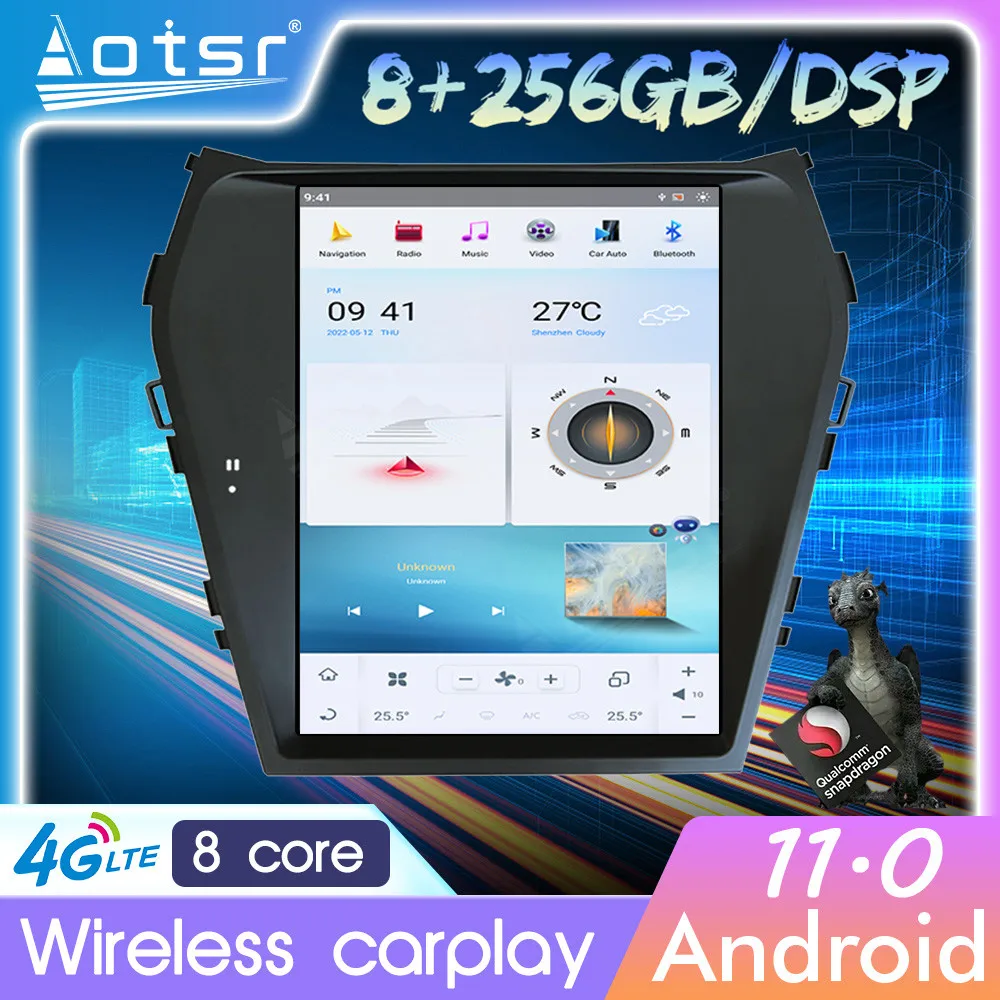 

Android 11 автомобильный Радио центральный мультимедийный плеер Carplay видео приемник для Hyundai Santa Fe IX45 2013-2018 аудио стерео головное устройство