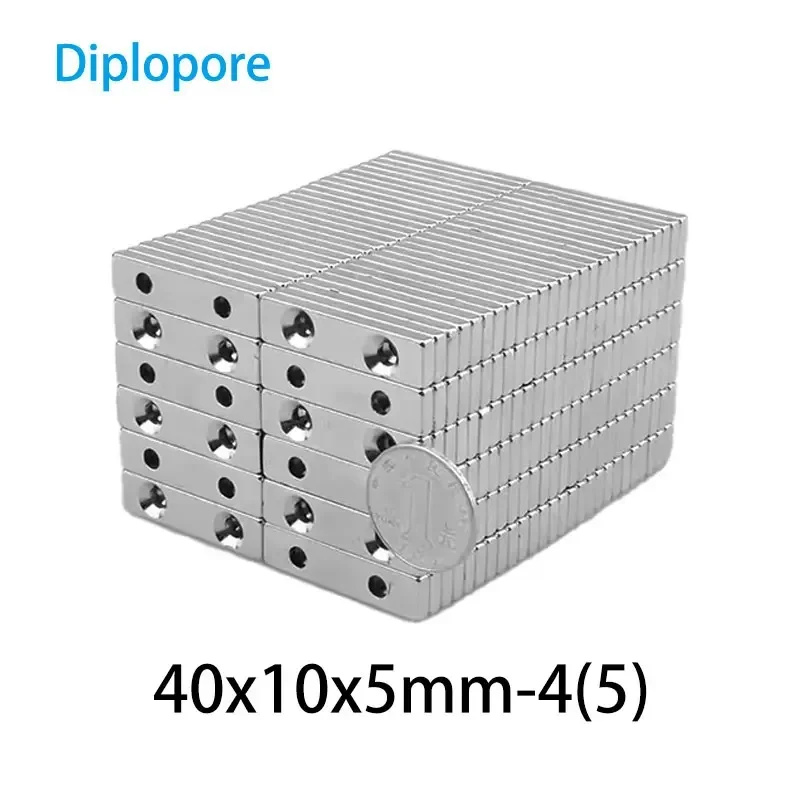 2/5/10/15/20/30 шт. 40x10x5-4 мм мощный магнитный 2 отверстия сильный квадратный NdFeB