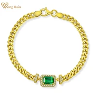 wong rain 925 sterling silver emerald cut 57mm created moissanite emerald gemstone 18k yellow gold bracelets fine jewelry gifts