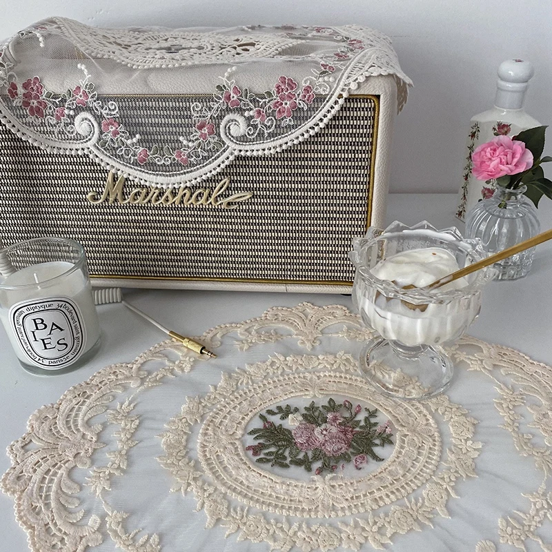 

Retro Lace Placemat Nordic Table Cloth Cover Anti-scald Pad for Cup Tableware for Dining Room Table Top Decorative Home Hotel