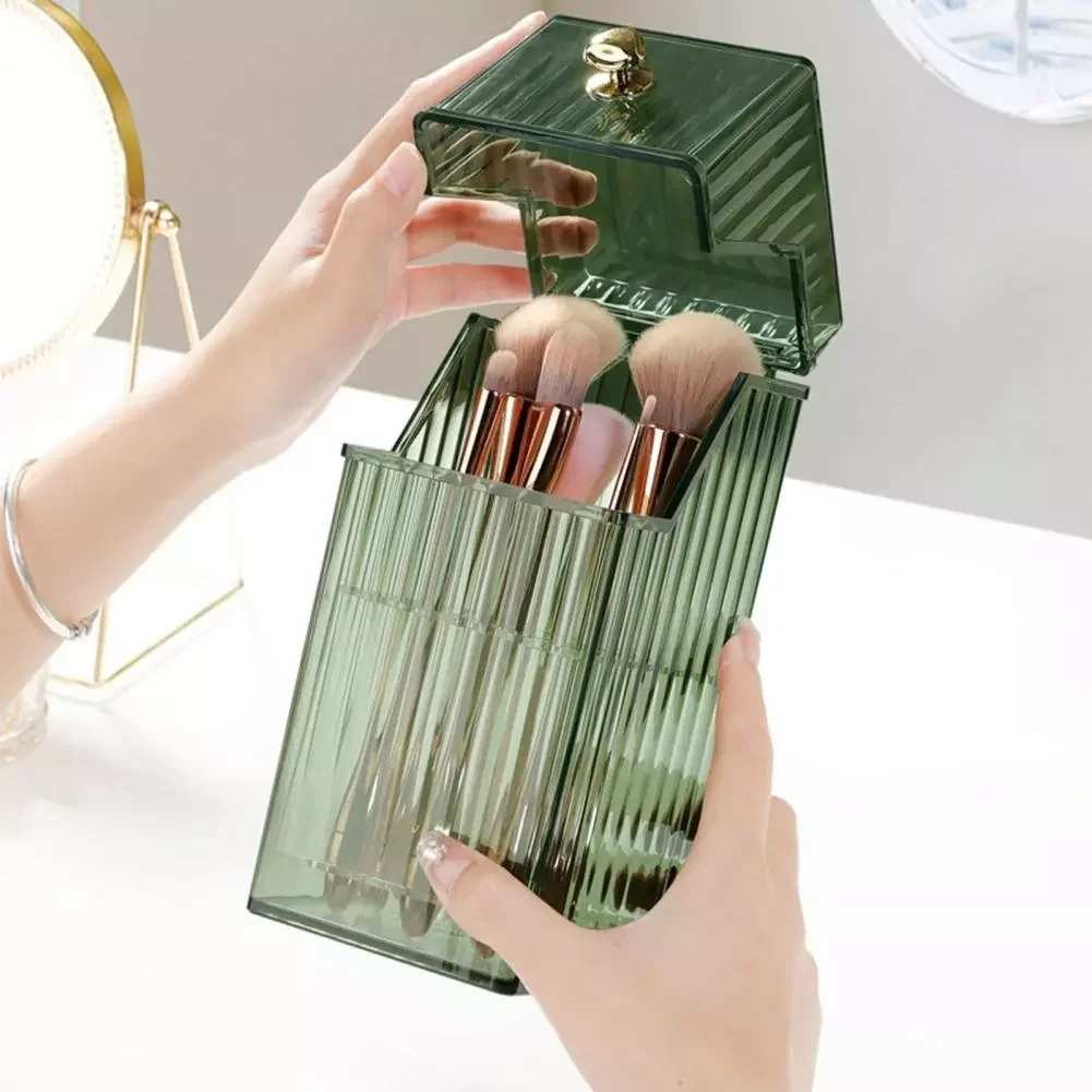 

Make Up Brush Organizer Transparent with Lid Space Saving Mascara Cream Cosmetic Brush Box for Dorm