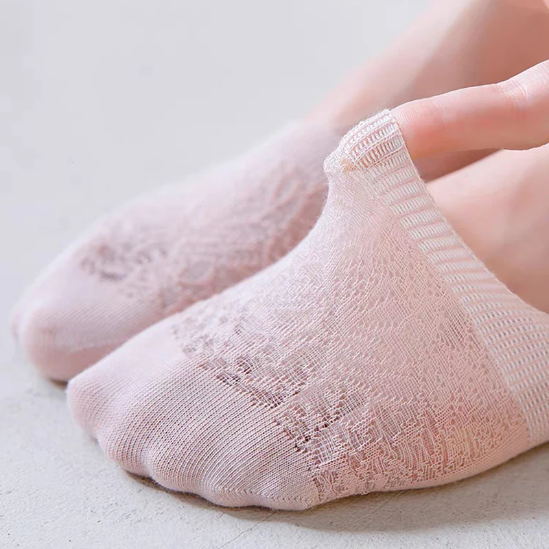 5Pair Summer Women Invisible Boat Socks Mujer Silicone Non-slip Chaussette Ankle Low Female Cotton Show Breathable Calcetines