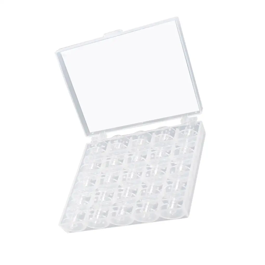 

Transparent Bobbin Storage Case with 25Pcs Bobbins Sewing Machine Bobbins Container Box Sewing Reels Holder
