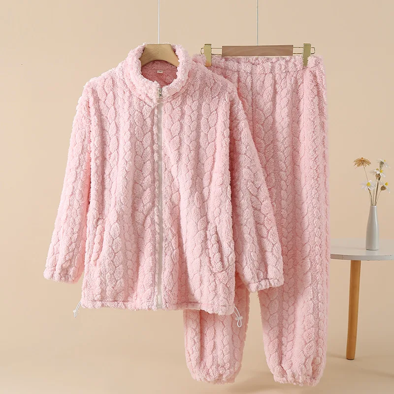 Фланелевой теплый женский зимний пижамный комплект ночная рубашка с длинными