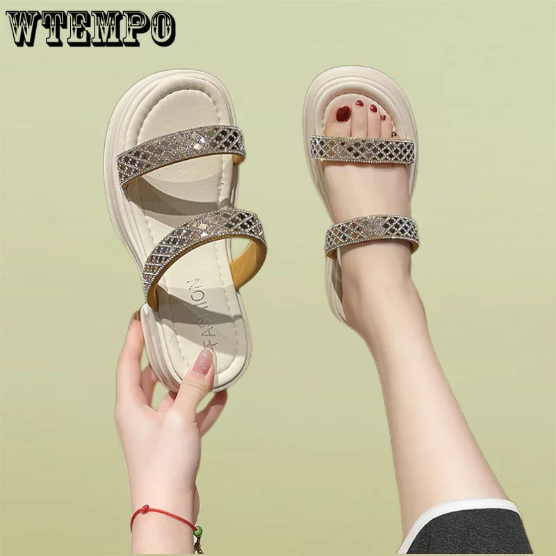 

WTEMPO Women's Summer High Heel Girl Sandals Fashion Shoes Sexy Wedge Heel Platform Slip on Slides Wholesale Dropshipping
