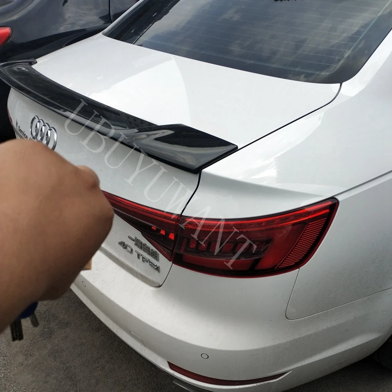 

R Style ABS Plastic Carbon Fiber Look Rear Trunk Luggage Compartment Spoiler Car Wing For Audi A4 B9 S4 2017-2019