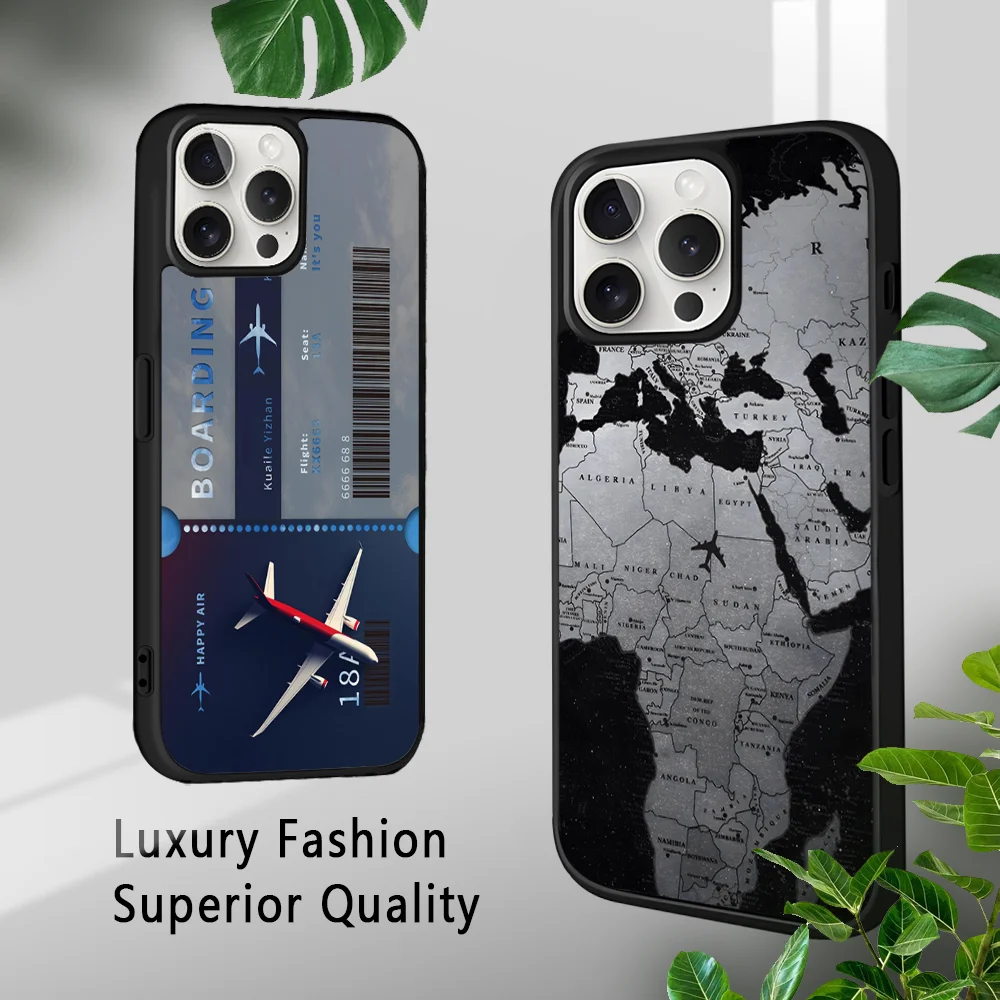 Travel-nspired Airplane Route Phone Case For iPhone 16 15 14 13 12 11 Pro Xs Max Mini Plus Celulares Hard Funda