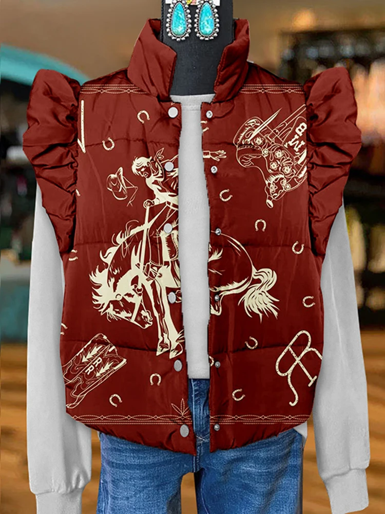 Винтажный жилет с рюшами и принтом в стиле вестерн-родео