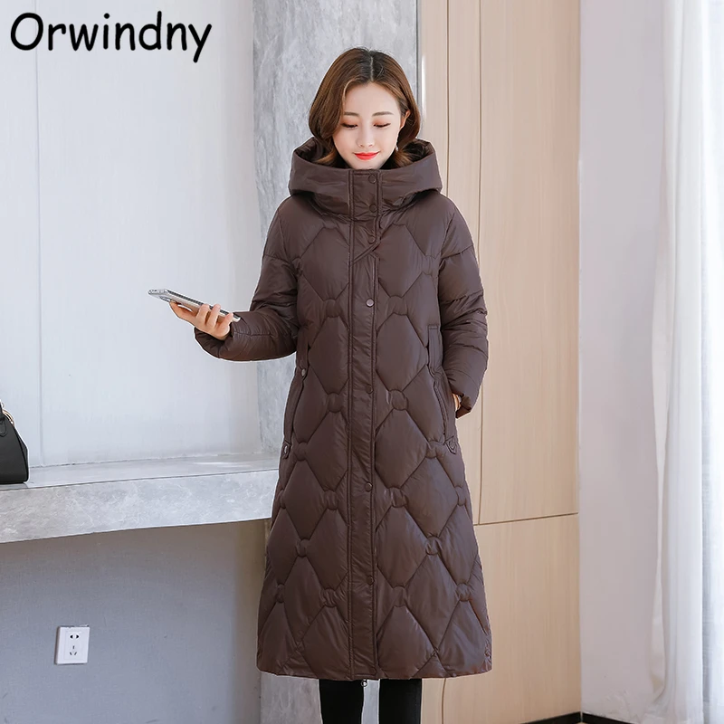 

Long Winter Coat Women M-7XL Fashion Warm Jackets Hooded Snow Wear Office Lady Parkas Female Cotton Padded Clothing Orwindny