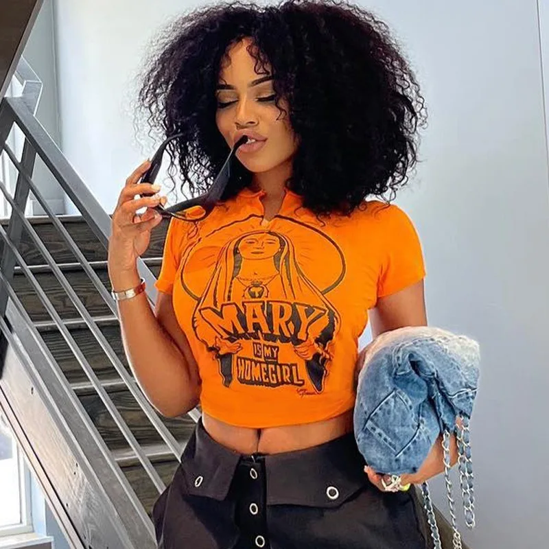 

Letter Print Short Sleeve Crop Top Y2k Graphic T Shirts 2023 Summer Fashion Sexy Slim Tee Women Clothes Harajuku Streetwear