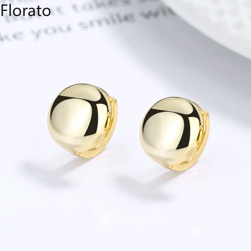 

Perforation 925 Sterling Silver Needle Smooth Round Bead Ear Buckle ins Minimalist Gold Earrings for women Fashion Jewelry gifts