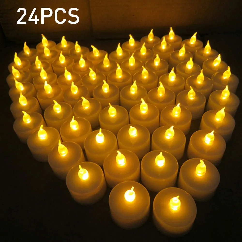 

24pcs Simulation Flameless Tea Candles LED Candle Lights for Wedding Anniversary